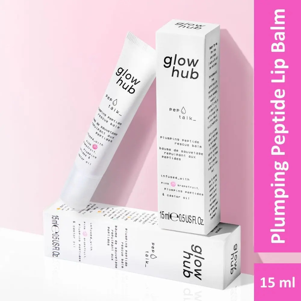 Glow Hub | Pep Talk Lip Balm with Plumping Peptides (15ml) | Castor Oil, Avocado, Rosehip Oil, Jojoba Oil | Nourishing, Hydrating, Softly Plumping