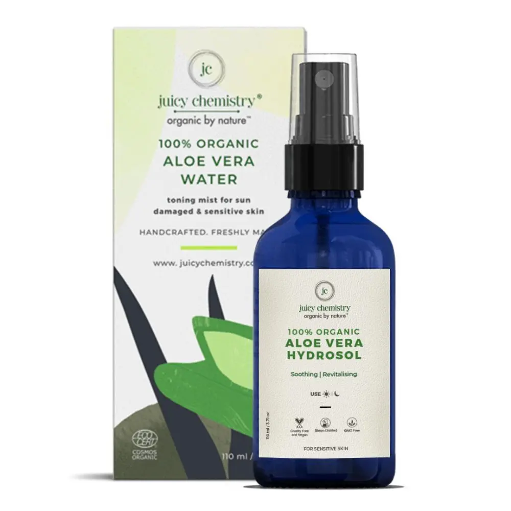 Juicy Chemistry 100% Organic Aloe Vera Water Toning Mist For Sun Damaged & Sensitive Skin-110ml/3.71oz