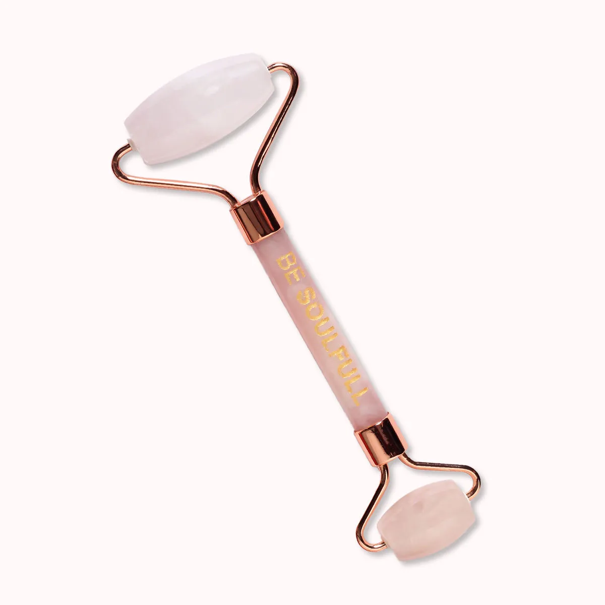 BE SOULFULL Double Sided Natural Pink Stone Rose Quartz Face Massage Roller