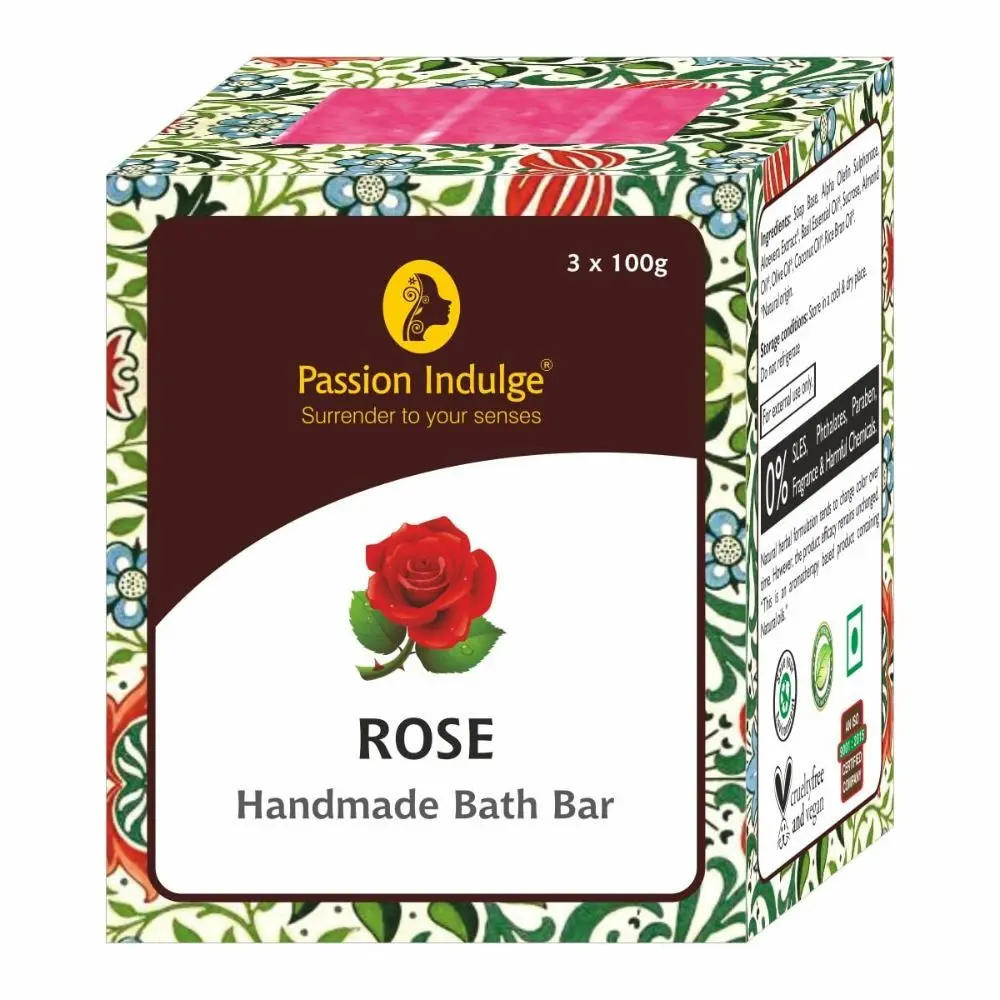 Passion Indulge ROSE Handmade Bath Bar Soap - 100GM Each ( PACK OF 3 )