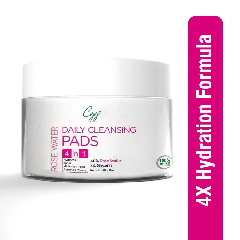 CGG Cosmetics Rose Water Daily Cleansing Pads - Hydration, Removes Makeup, Minimizes Pore