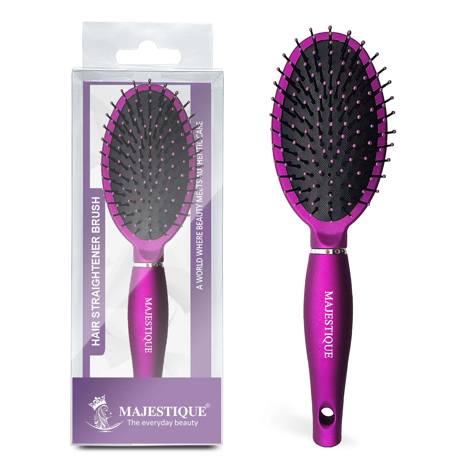 Majestique  Hair Straightener Brush - Detangler Brush, Sleek And Shine Finisher Hair Brush