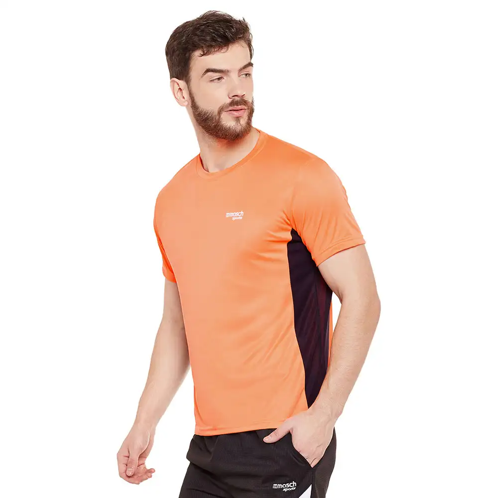 Masch Sports Mens Regular Fit Polyester Active T Shirt (MSTS1017 HSCS SPFO),  Fluorescent Orange  Large