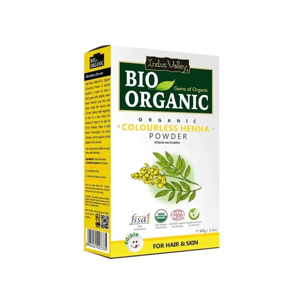 Indus Valey Bio Organic Colourless Henna Leaf Powder-(100 g)