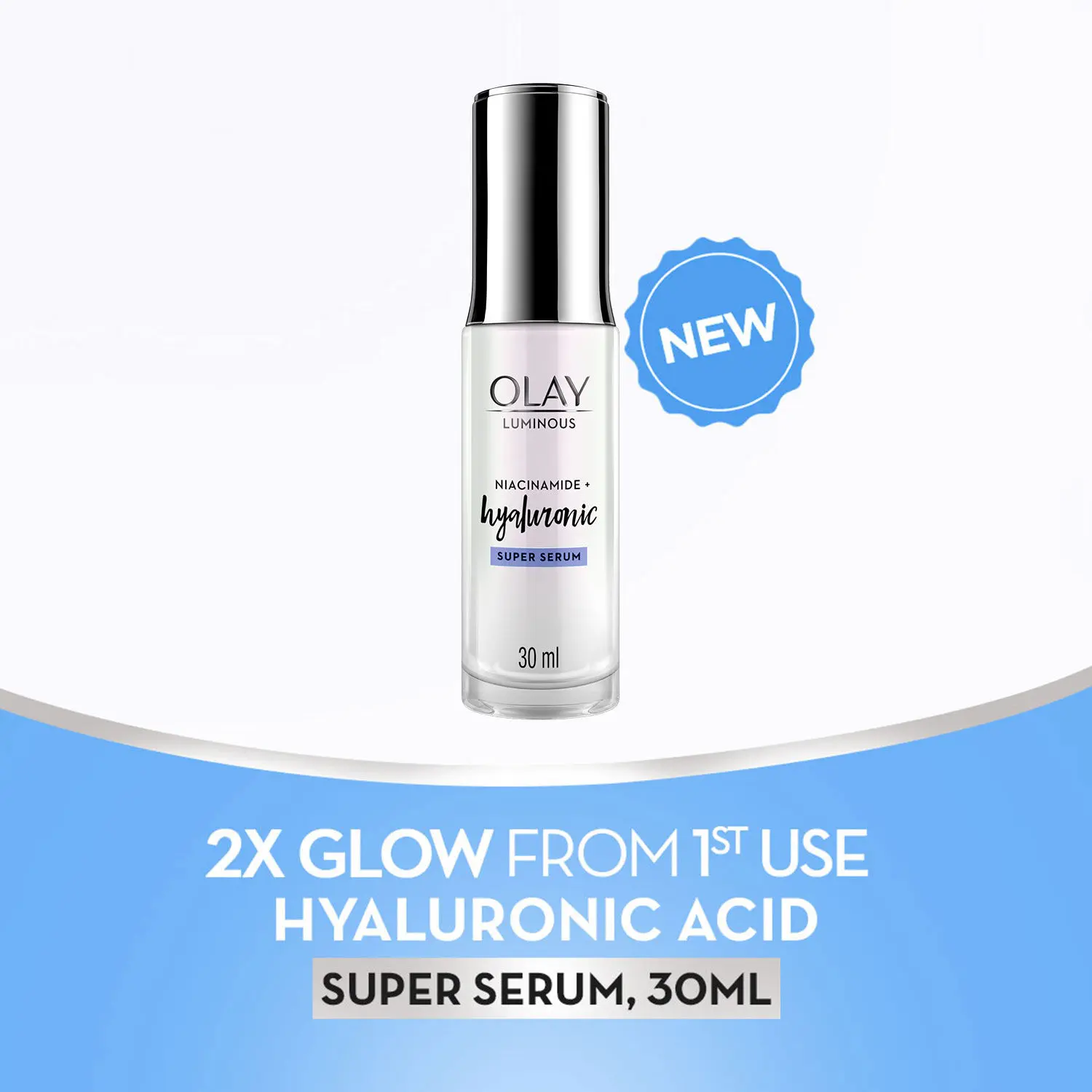 Olay Luminous Hyaluronic Acid Super Serum,30 ml| with Hyaluronic Acid & Niacinamide