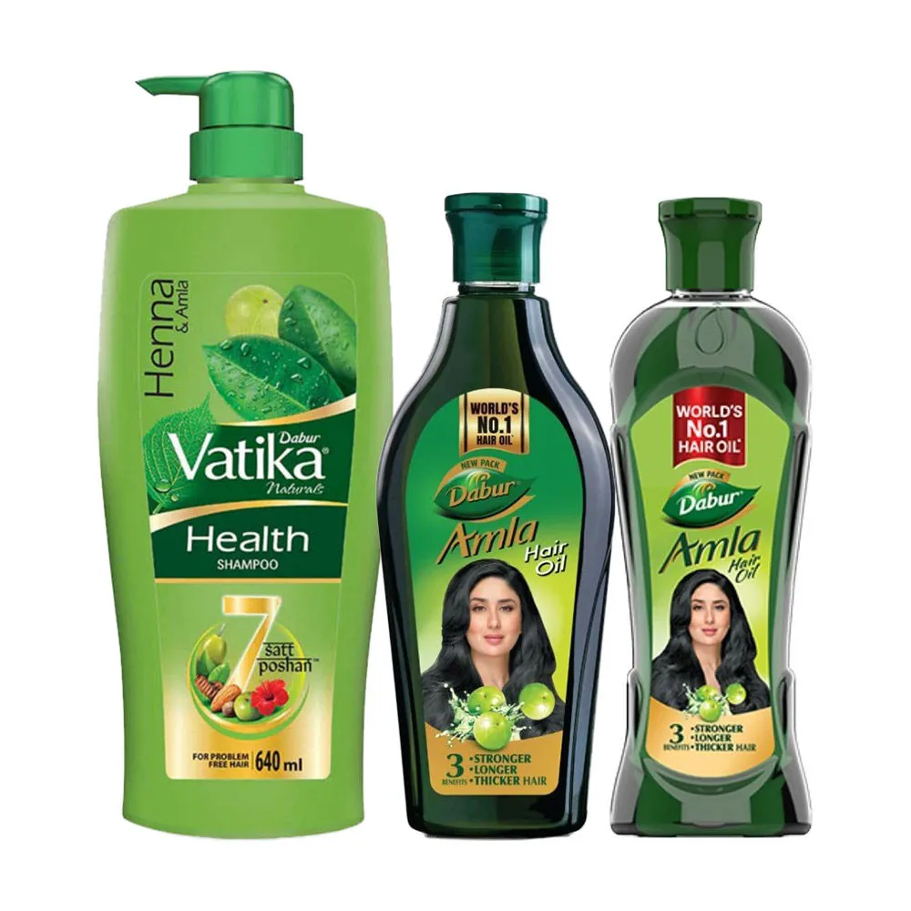 Dabur Vatika Health Shampoo & Amla Hair Oil Combo