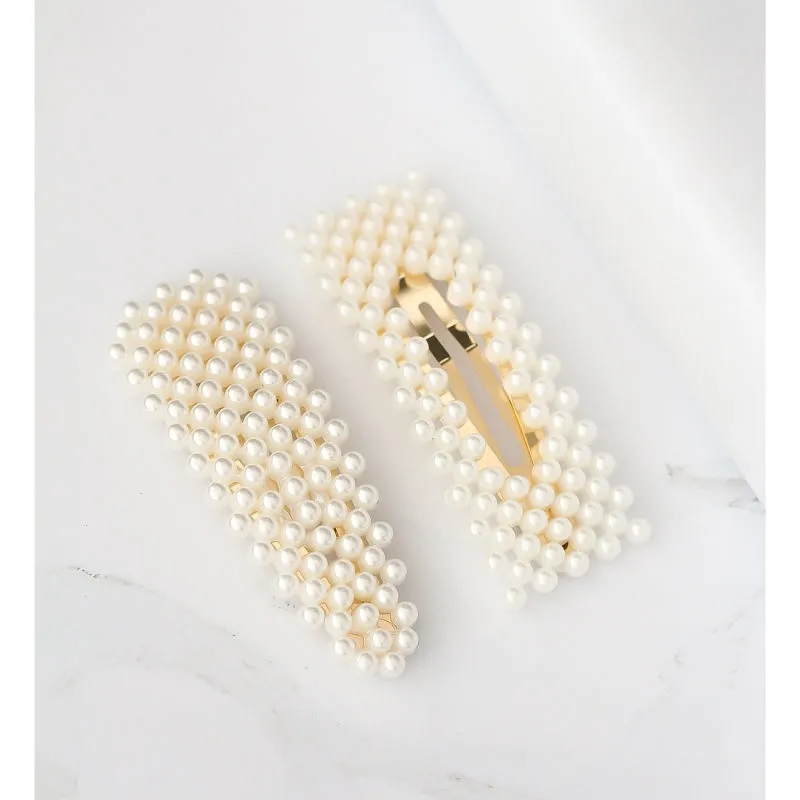 Bellofox Set Of 2 Off-White Beaded Tic Tac Hair Clips