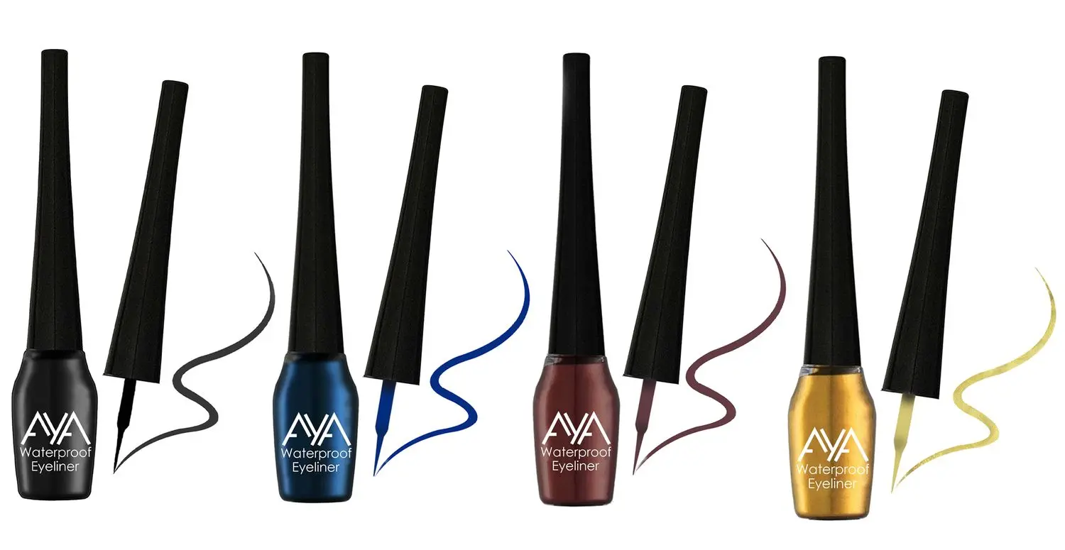 AYA Waterproof Eyeliner, Set of 4 (Black, Blue, Brown, Golden)