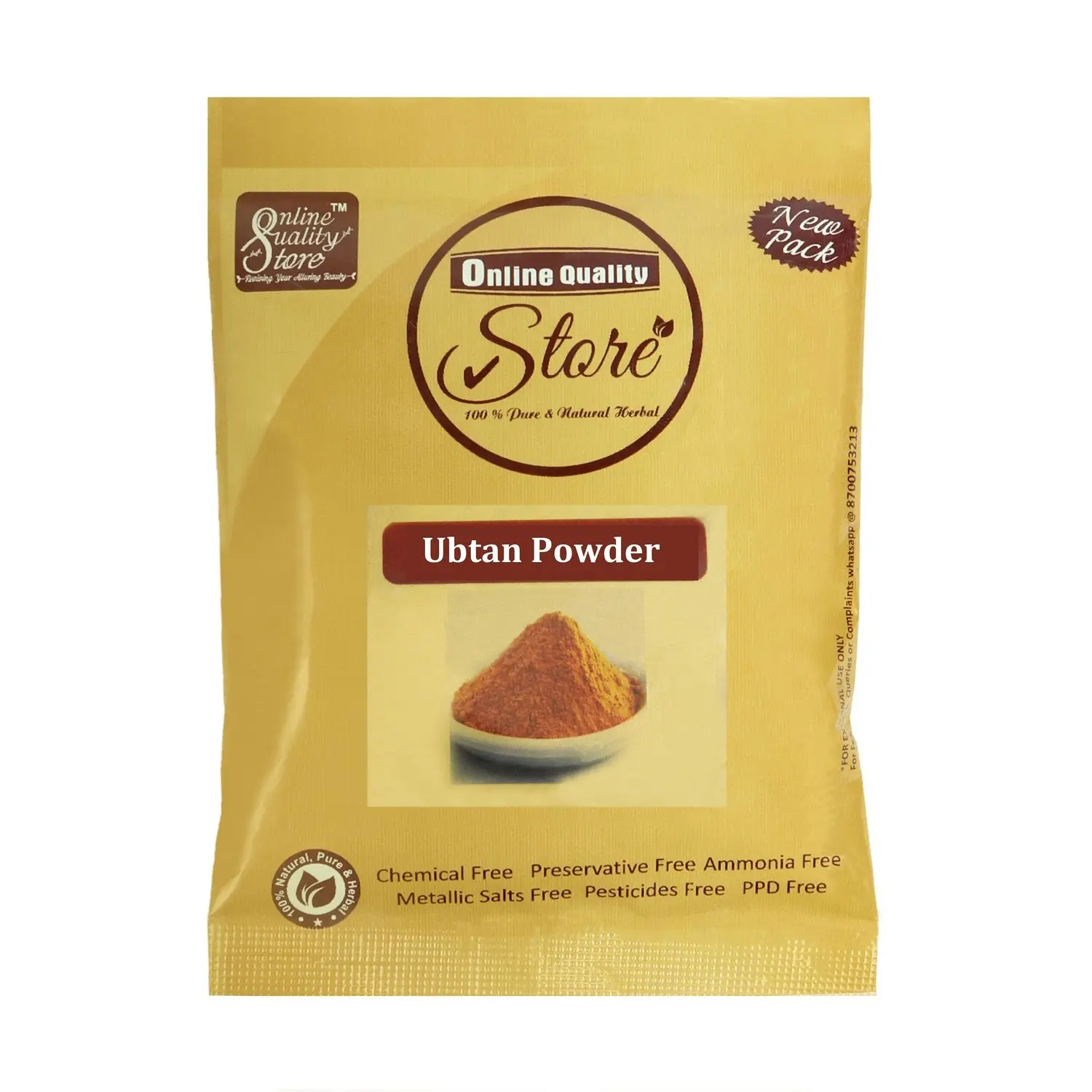 Online Quality Store Ubtan for Fairness, Tanning and Glowing Skin |Bath Powder with (Multani mitti, Chandan, Kasturi Haldi, Rose, Buchanania, Neem, Shankh Bhasma) , 50g