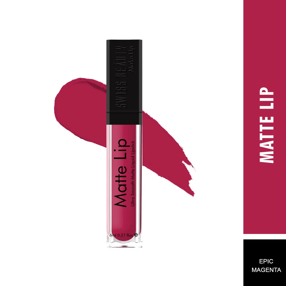 Swiss Beauty Matte Lip Ultra Smooth Matte Liquid Lipstick - Epic Magenta