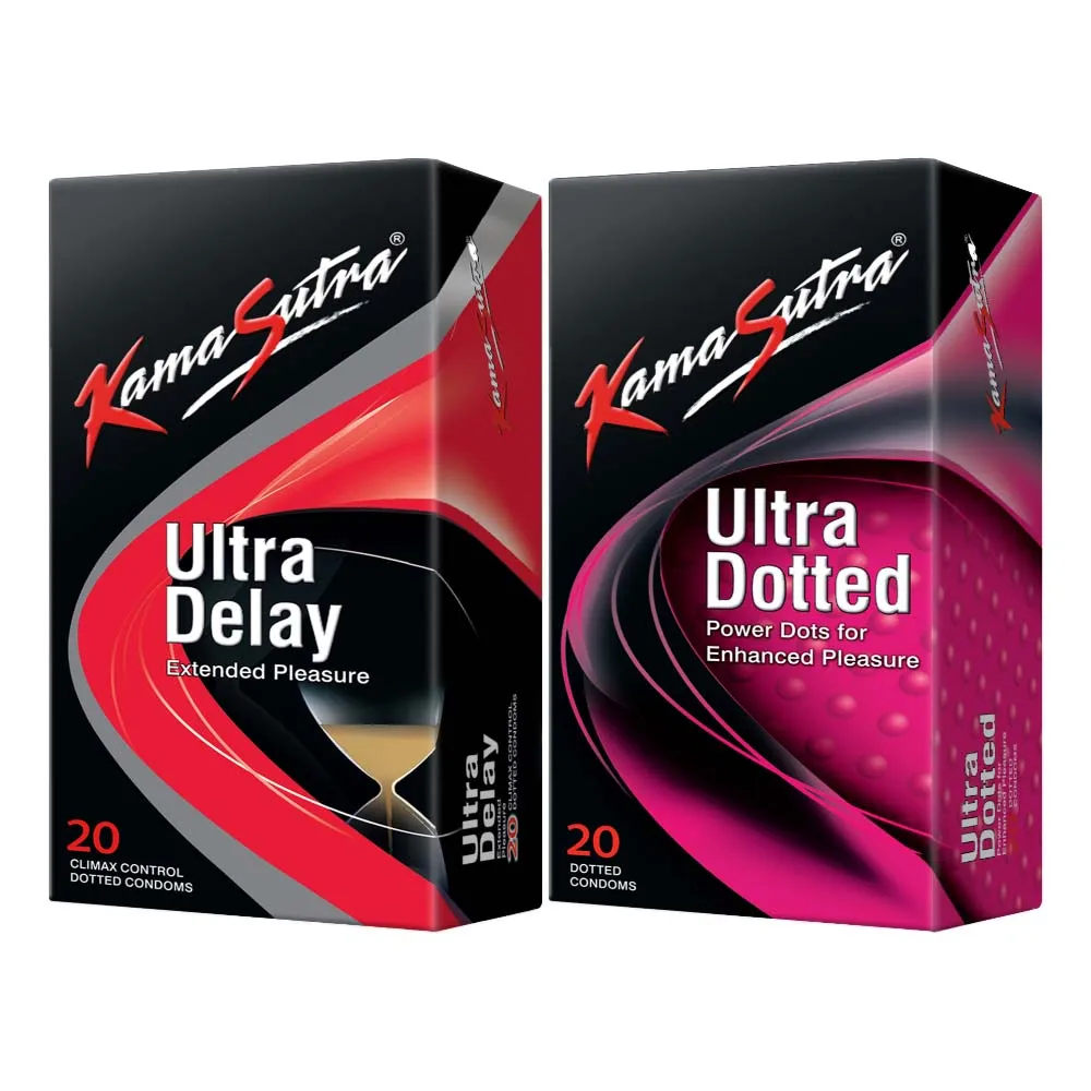 KamaSutra Ultra Dotted & Ultra Delay Condoms For Men, 40 Units