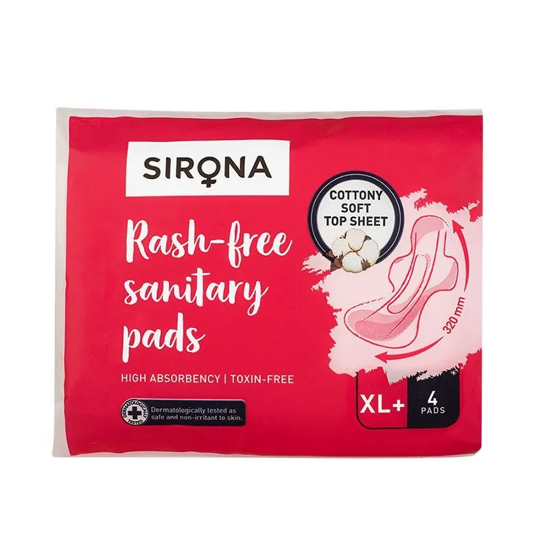 Sirona Cottony Soft Rash Free Sanitary Pads For Women - Pack Of 4 (XL+ Size)