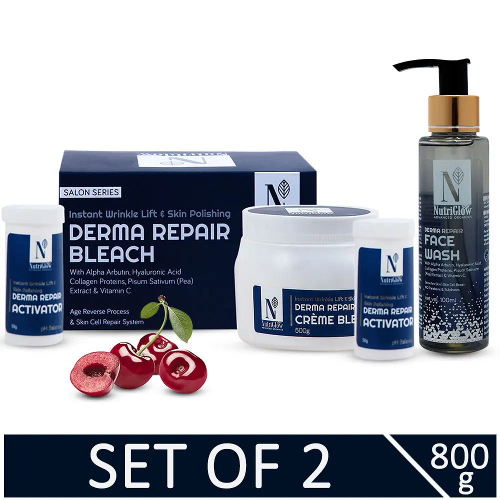 NutriGlow Advanced Organics Derma Repair Bleach Cream (700 gm) & Face Wash (100 ml) For Instant Wrinkle Lift & Skin Polishing