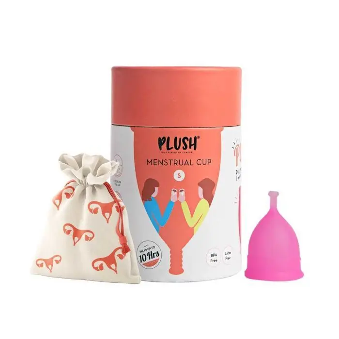 Plush 100% Reusable Menstrual Cup with Cotton Carry Pouch | Size – Small | Special Stem for Easy Removal | Zero Rashes