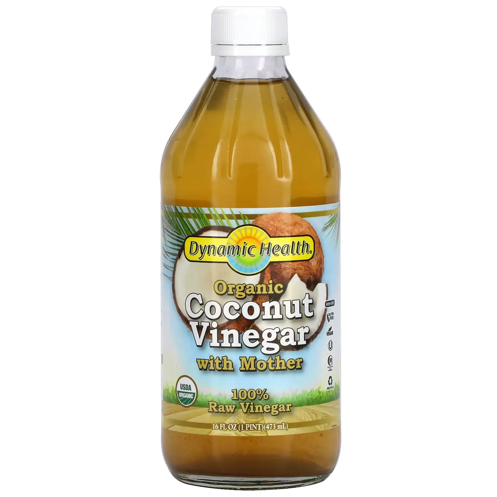 Organic Coconut Vinegar with Mother, 16 fl oz (473 ml)