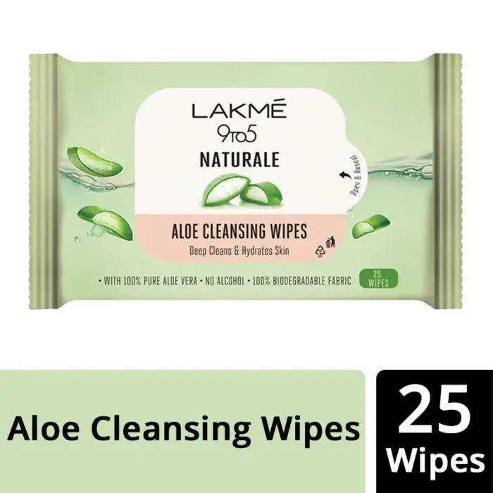 Lakme 9to5 Natural Aloe Cleansing Wipes, 141 g
