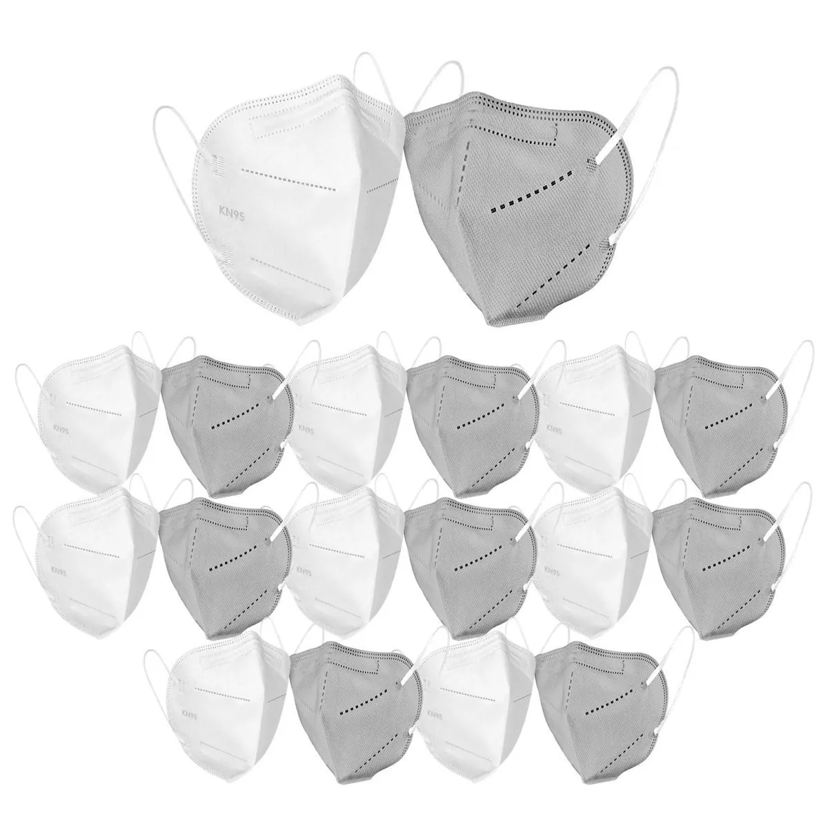 OOMPH Pack Of 16 Kn95/n95 Anti-pollution Reusable 5-layer Mask (grey,white)