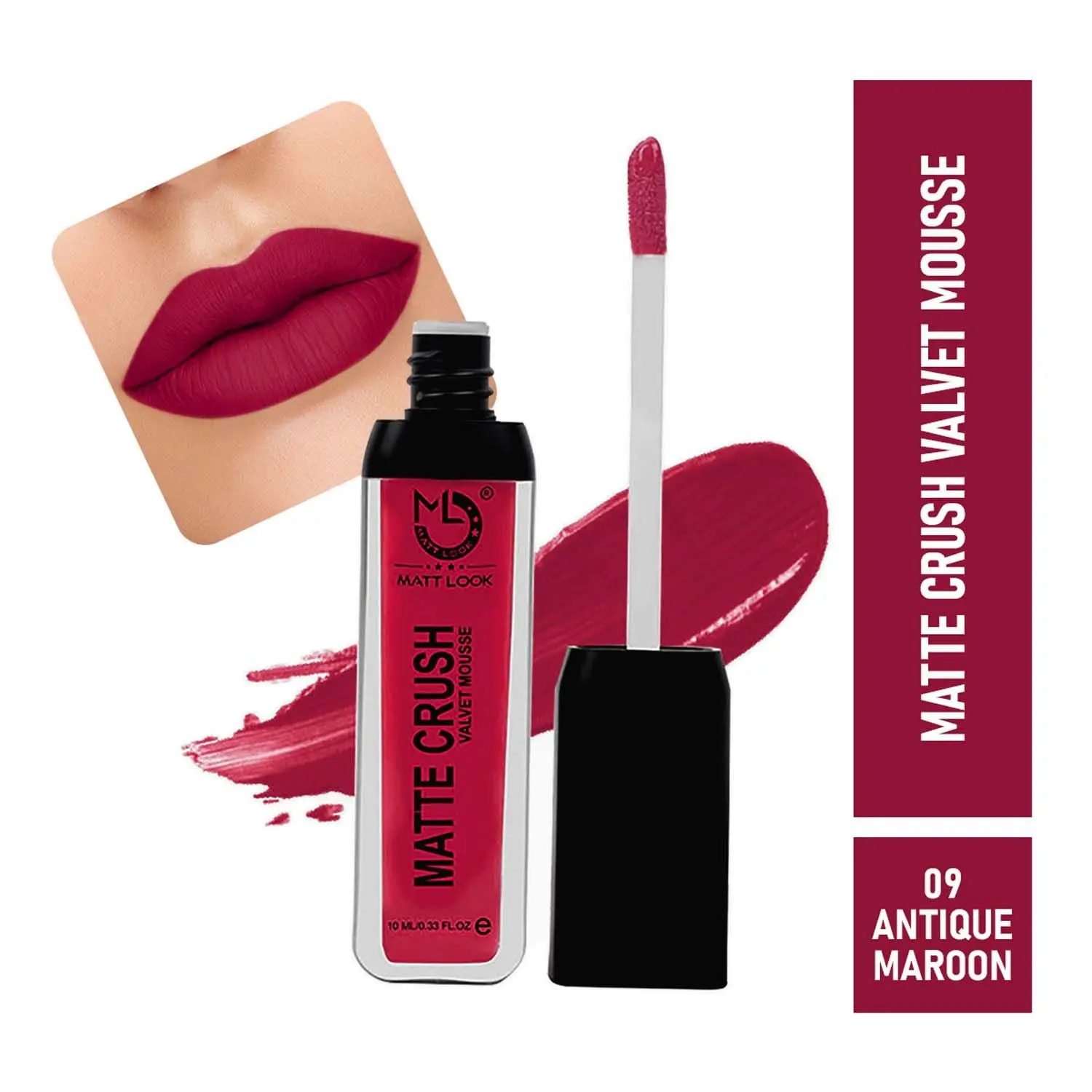 Matt look Matte Crush Velvet Mousse Lipstick, Antique Maroon (10ml)