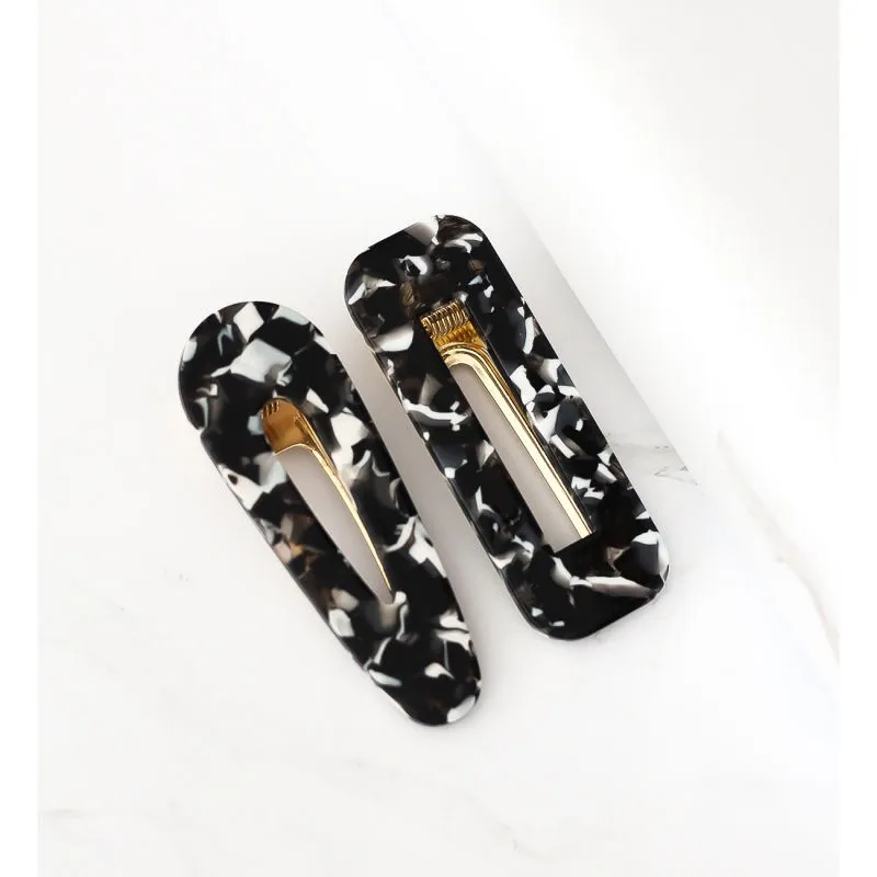 Bellofox Set Of 2 Black & White Printed Alligator Hair Clips