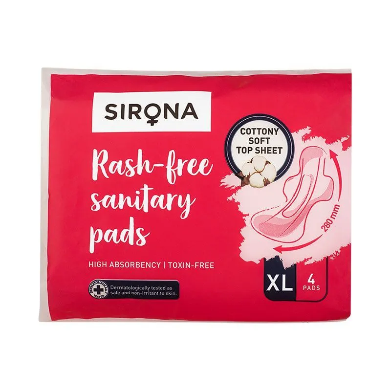 Sirona Cottony Soft Rash Free Sanitary Pads For Women - Pack Of 4 (XL Size)