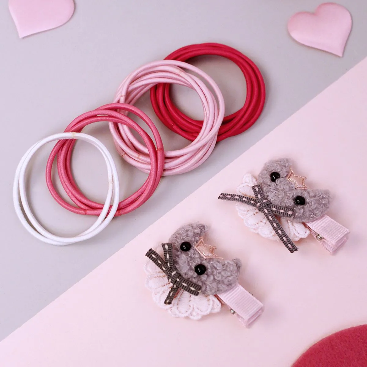 Lil' Star By Ayesha Kids Cat Hairclip & Rubber Band Set