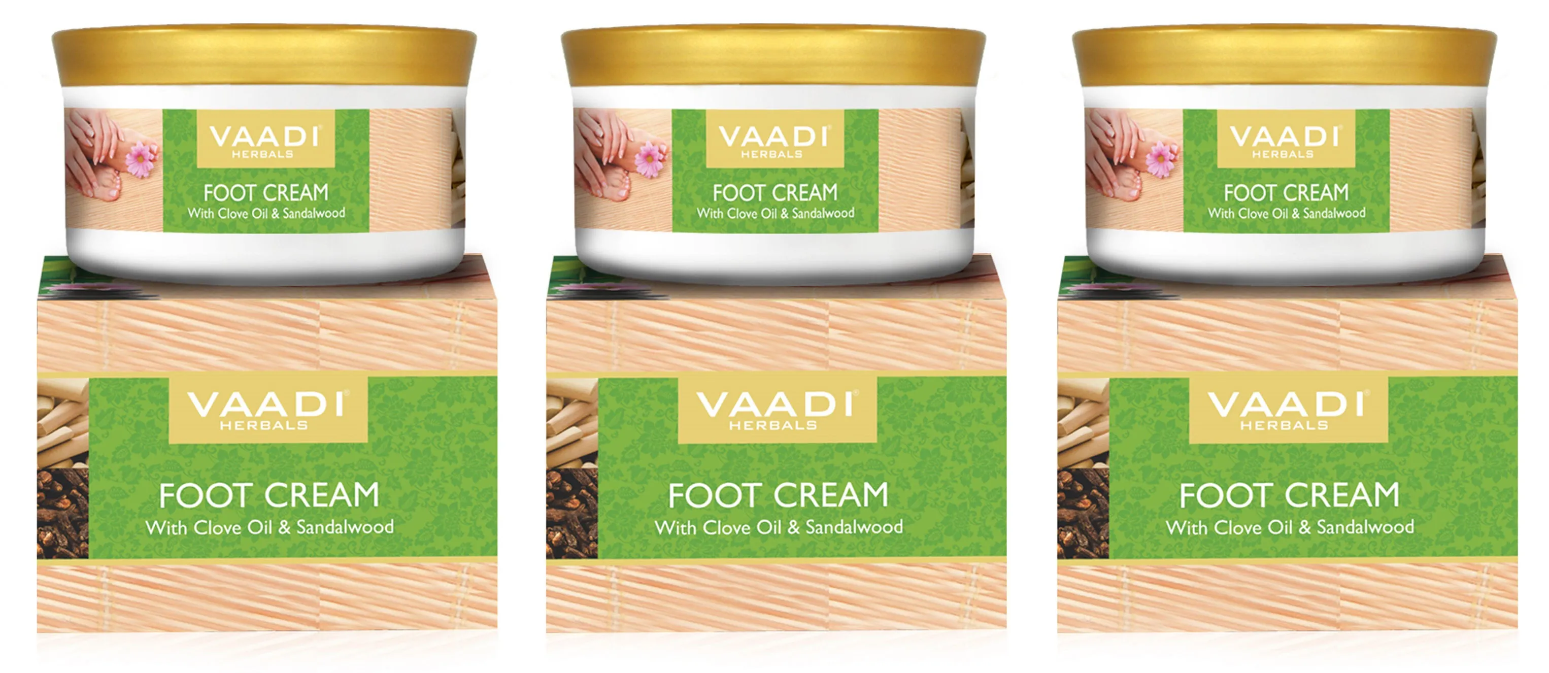 Vaadi Herbals Value Pack Of 3 Foot Cream With Clove Oil & Sandalwood