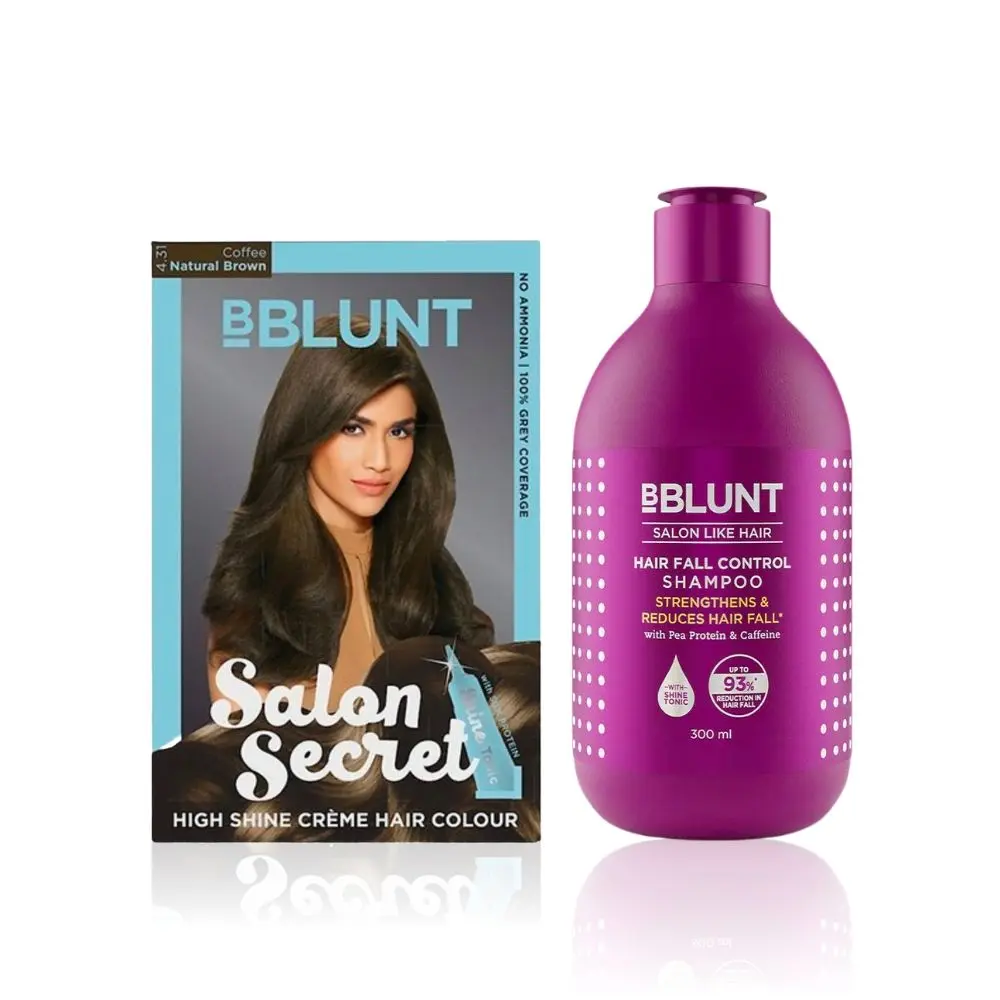 BBLUNT Salon Secret High Shine Creme Hair Colour - Chocolate Dark Brown 3. No Ammonia  ( 100 g+8ml)+BBLUNT Colour Protect Conditioner- 250 g