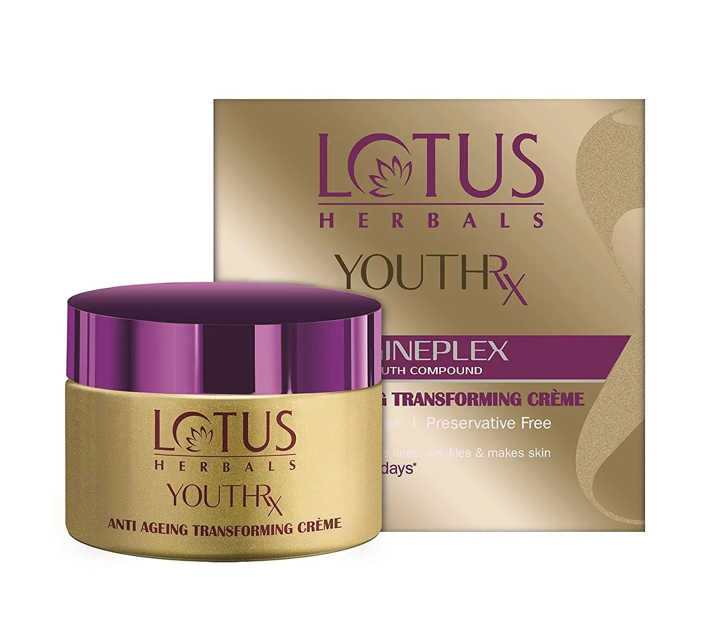 Lotus Herbals YouthRx Anti Ageing Transforming Cream SPF 25 | PA+++ | Preservative Free | 50g