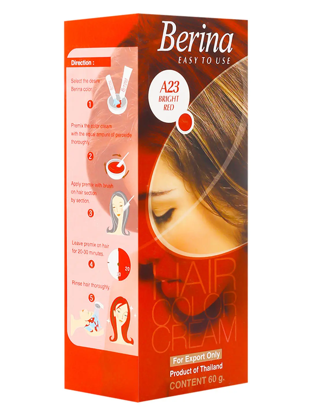 Berina A23 Bright Red Hair Color Cream 60gm