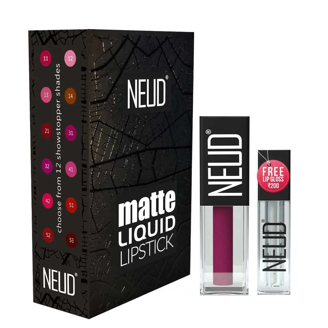 NEUD Matte Liquid Lipstick Mauve-a-licious with Jojoba Oil, Vitamin E and Almond Oil - Smudge Proof 12-hour Stay Formula with Free Lip Gloss