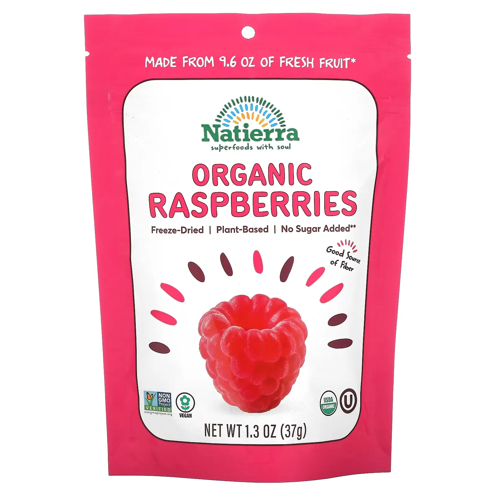 Organic Freeze-Dried, Raspberries, 1.3 oz (37 g)