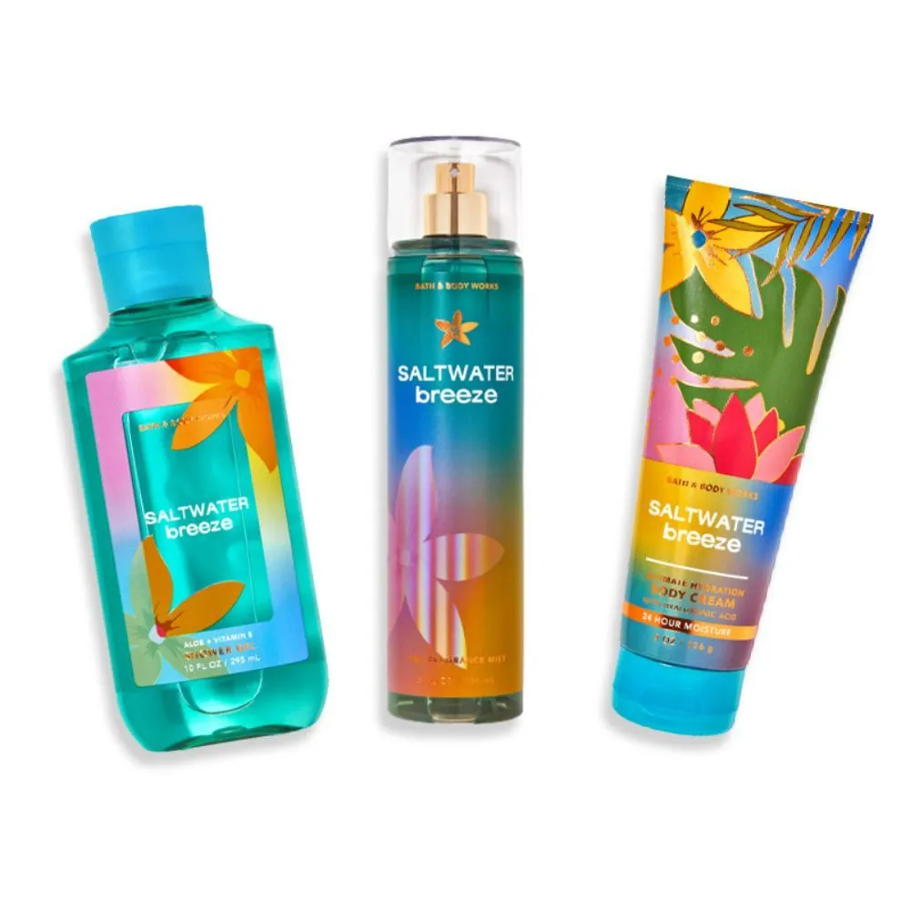 Bath & Body Works Saltwater Breeze, Body Cream & Fragrance Mist Combo