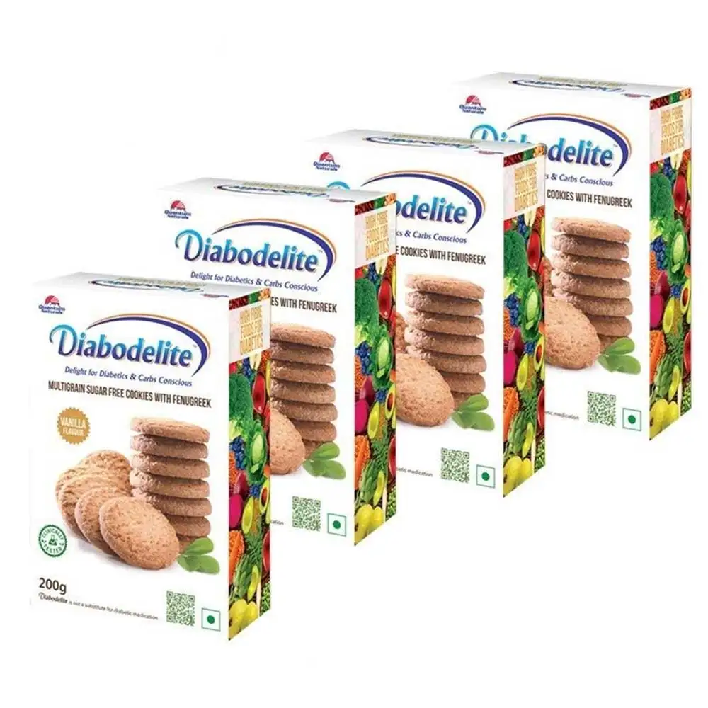 Quantum Naturals Diabodelite Cookies,  200 g  Vanilla (Pack of 4)