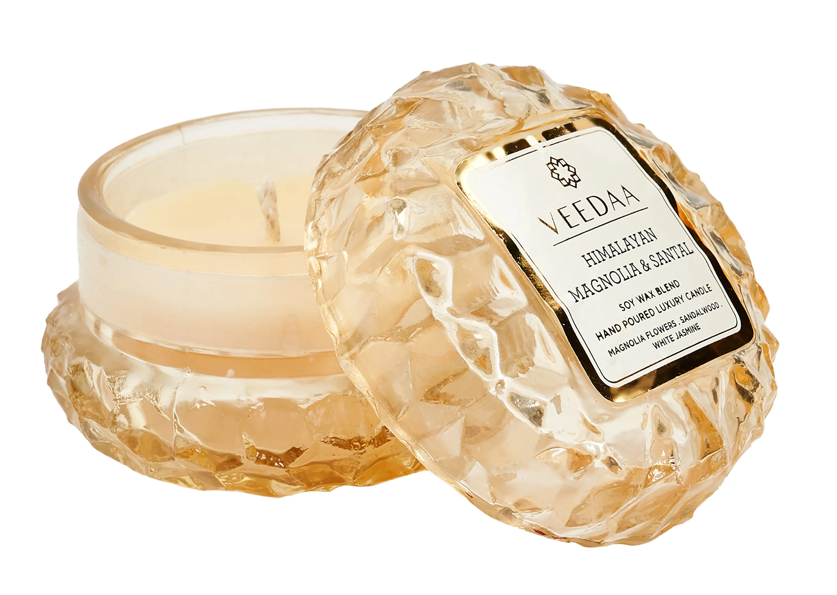 Veedaa Himalayan Magnolia & Santal Crystal Glass Scented Candle