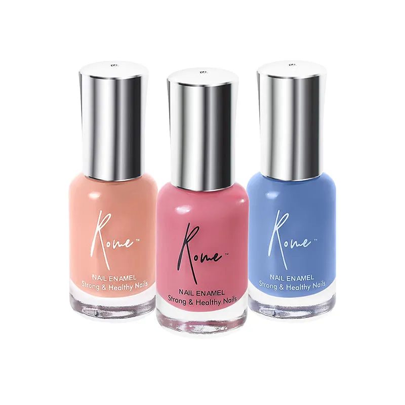 Rome Set Of 3 Strong & Healthy Nail Enamel (cinnamon Focus, Copper Rust & Steel Blue)