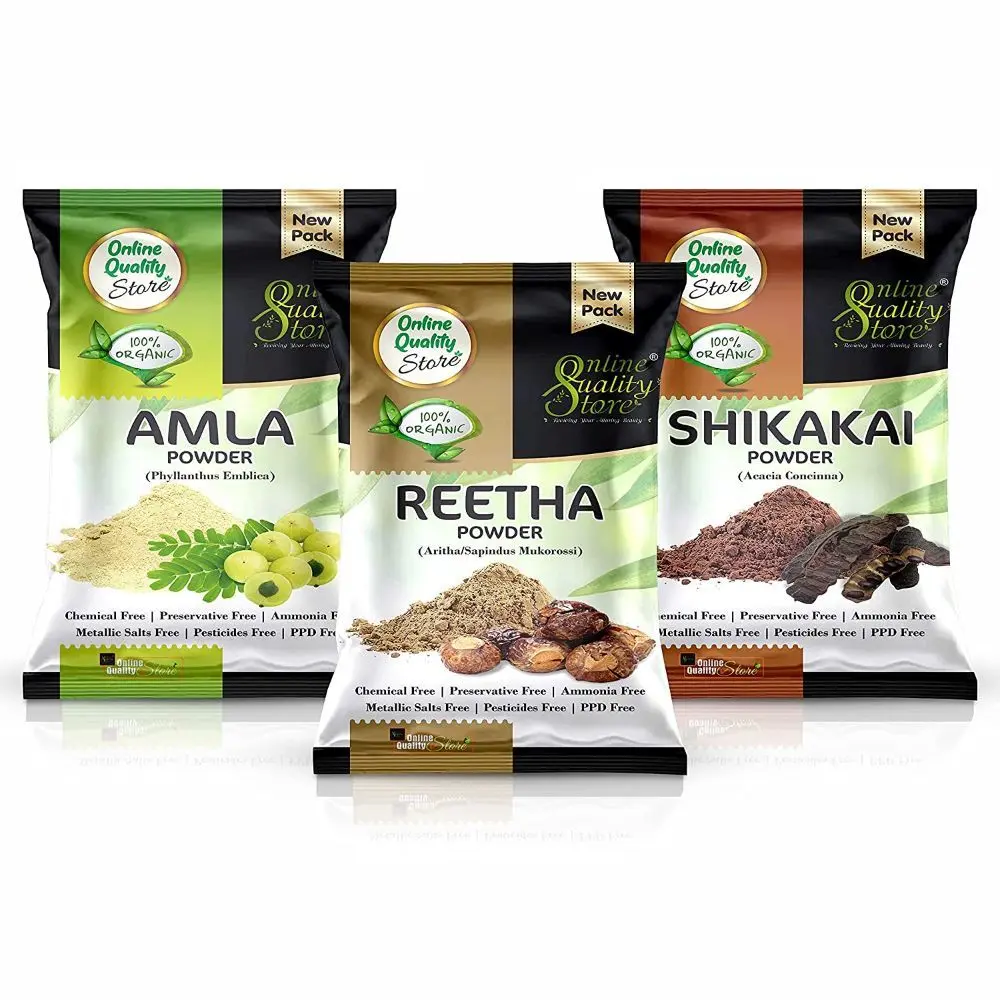 Online Quality Store Reetha Amla Shikakai Powder For Hairs - Reetha 140 Grams,Shikakai 140 Grams, Amla 100 Grams)