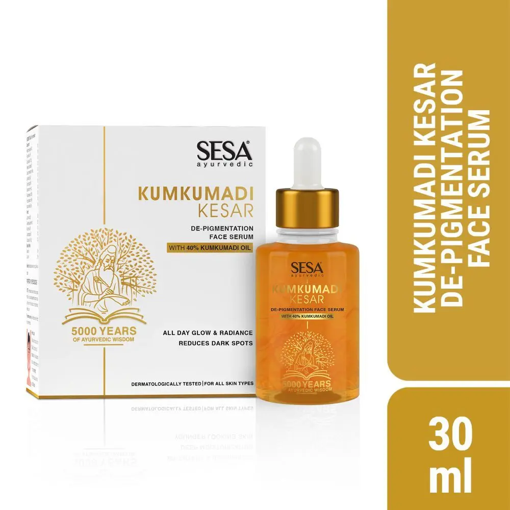 SESA 40% Kumkumadi Oil-Based Kumkumadi Kesar De Pigmentation Face Serum 30ml I For Glowing Skin, Skin Brightening & Lightening, Anti-Ageing, Reduced Dark spots & Wrinkles