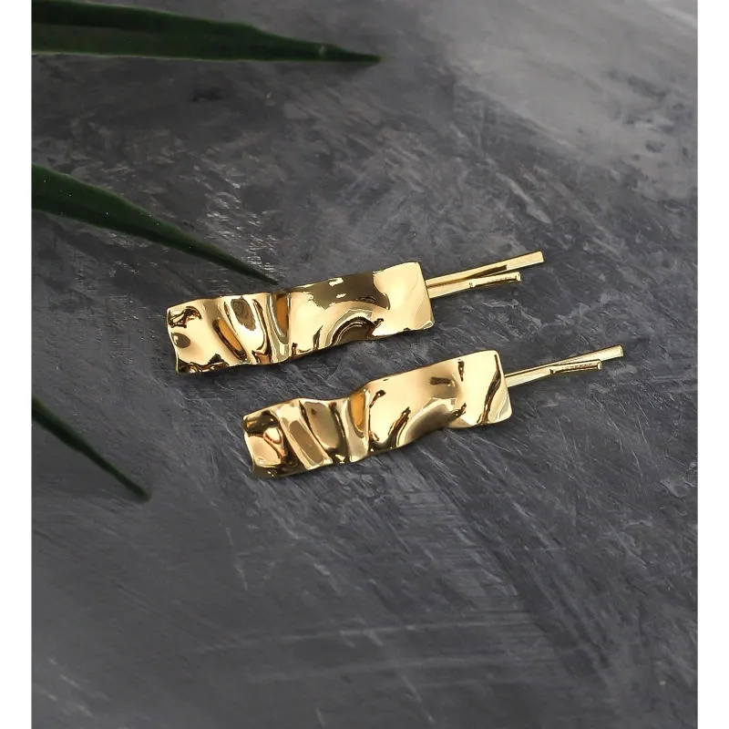 Bellofox Set Of 2 Gold-Toned Textured Bobby Pins