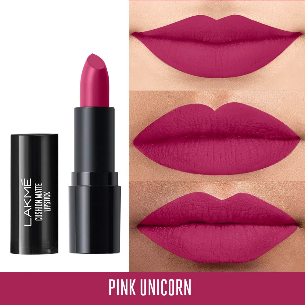 Lakme Cushion Matte Lipstick, Pink Unicorn, 4.5g