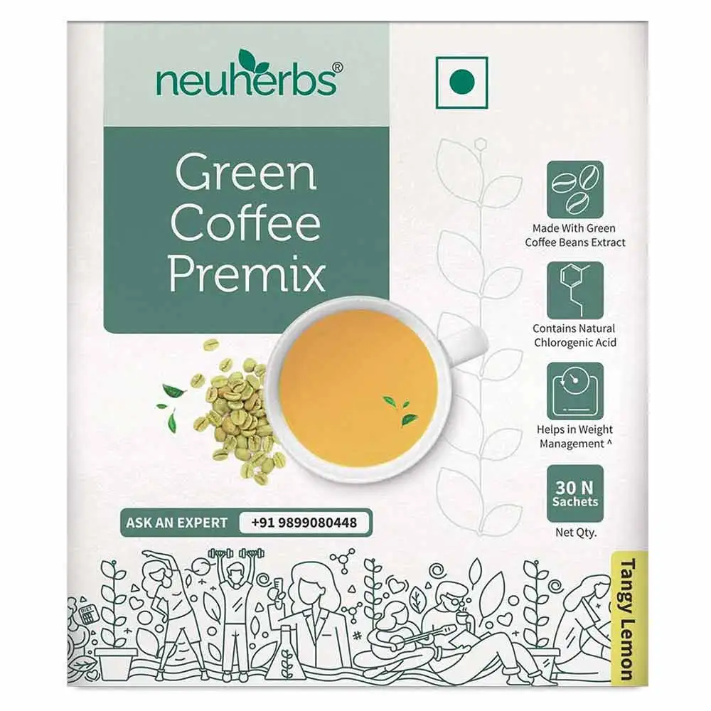 Neuherbs Instant Green Coffee Premix with Lemon,  30 sachets/pack