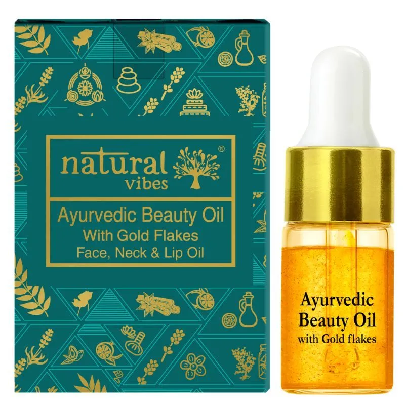 Natural Vibes Gold Beauty Oil - Elixir For Face Lips Neck and Peaceful Sleep