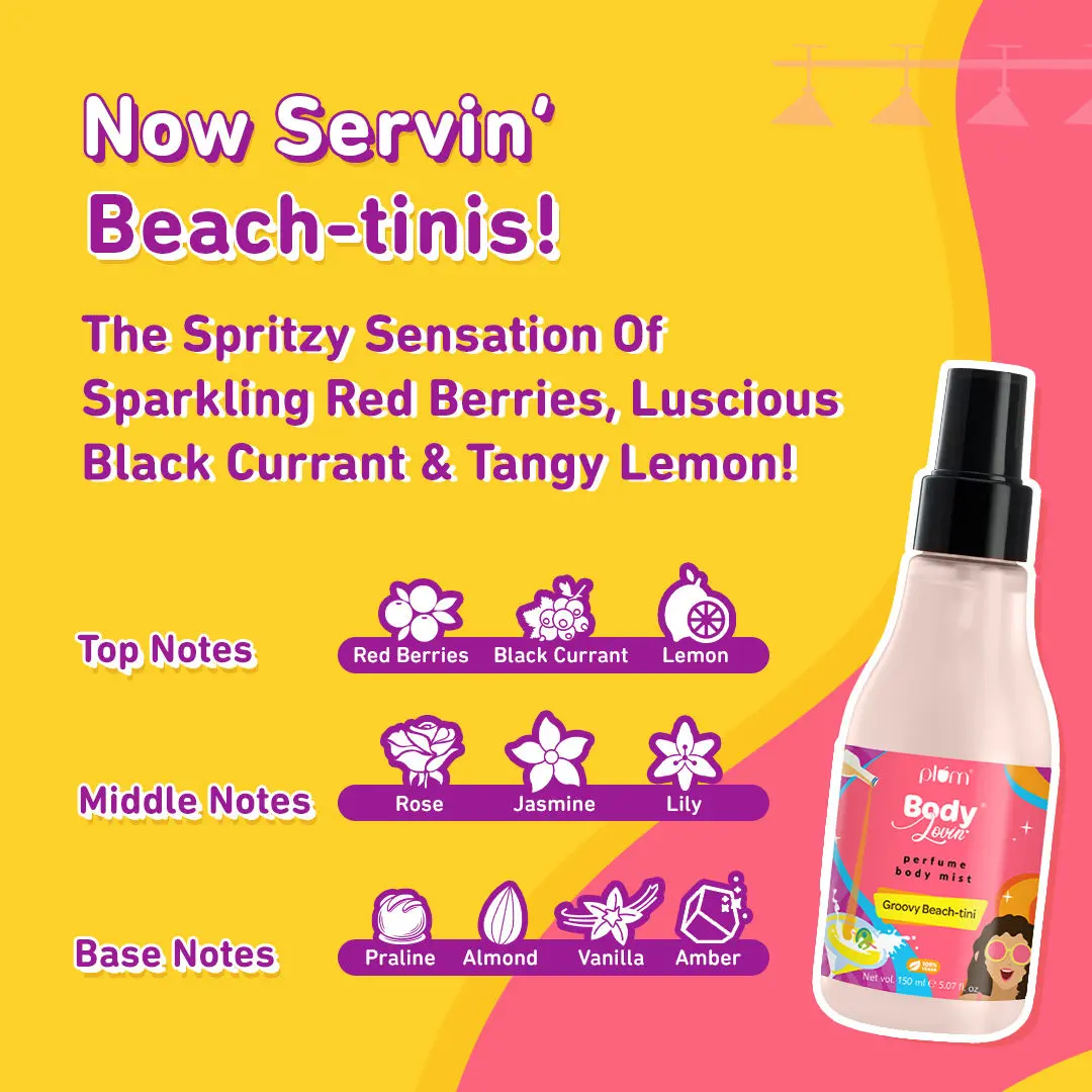 Plum BodyLovin’ Groovy Beach-tini Perfume Body Mist | Fruity & Floral Fragrance| Long Lasting