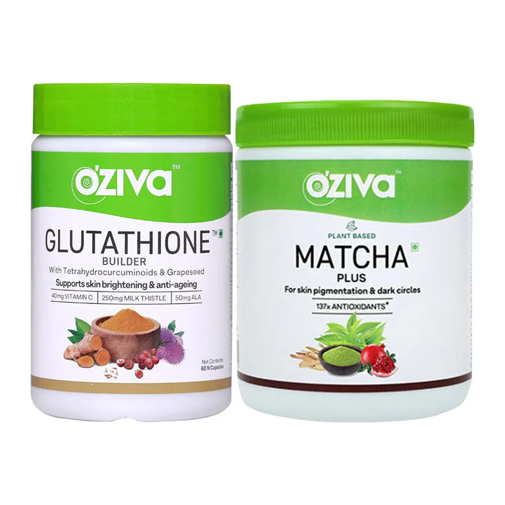 OZiva Skin Repair Combo (OZiva Plant Based Matcha Plus + Glutathione Builder)