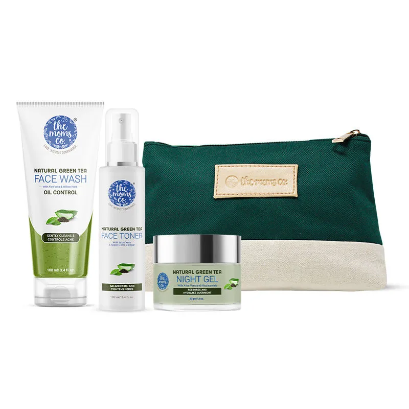 The Moms Co. Green Tea Night Repair Kit (With Bag)