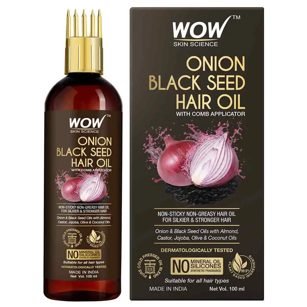 WOW Skin Science Onion Black Seed Hair Oil,  100 ml  with Comb Applicator