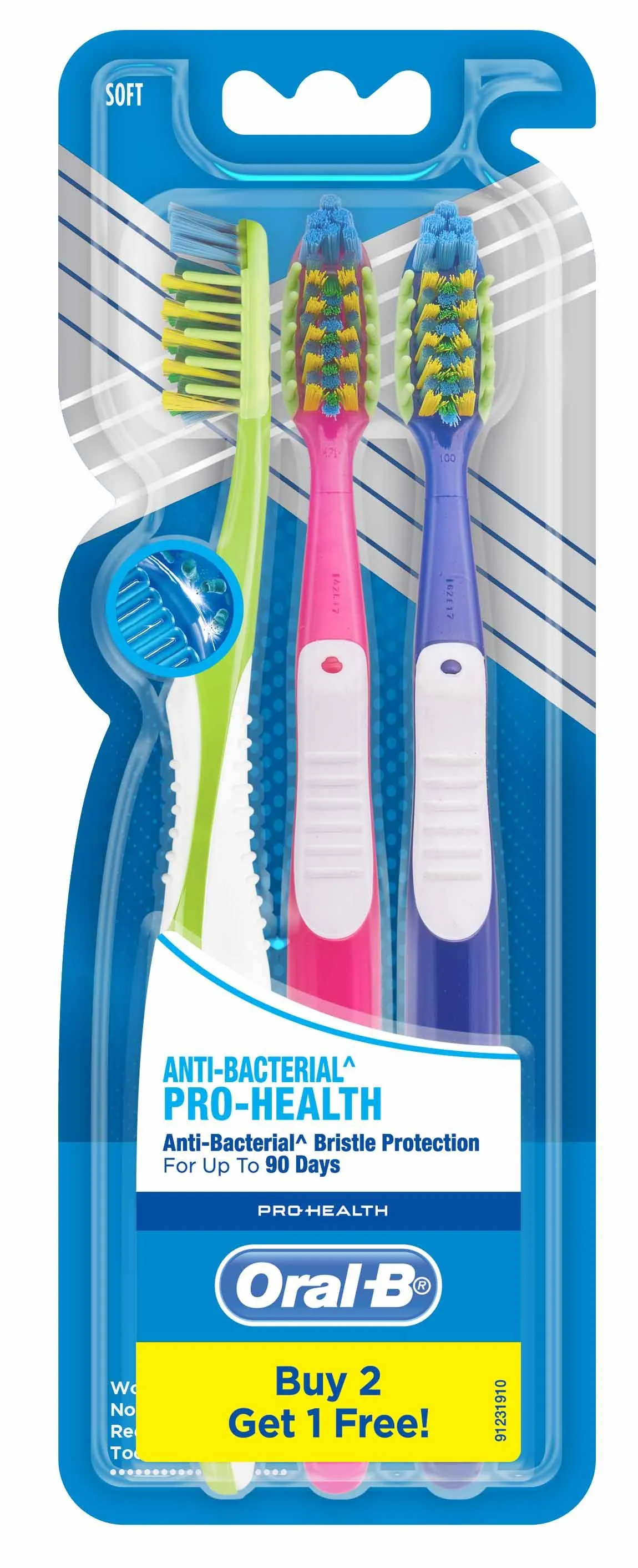 Oral-B Pro-Health Anti-Bacterial Toothbrush Buy 2 Get 1 Free Soft 40