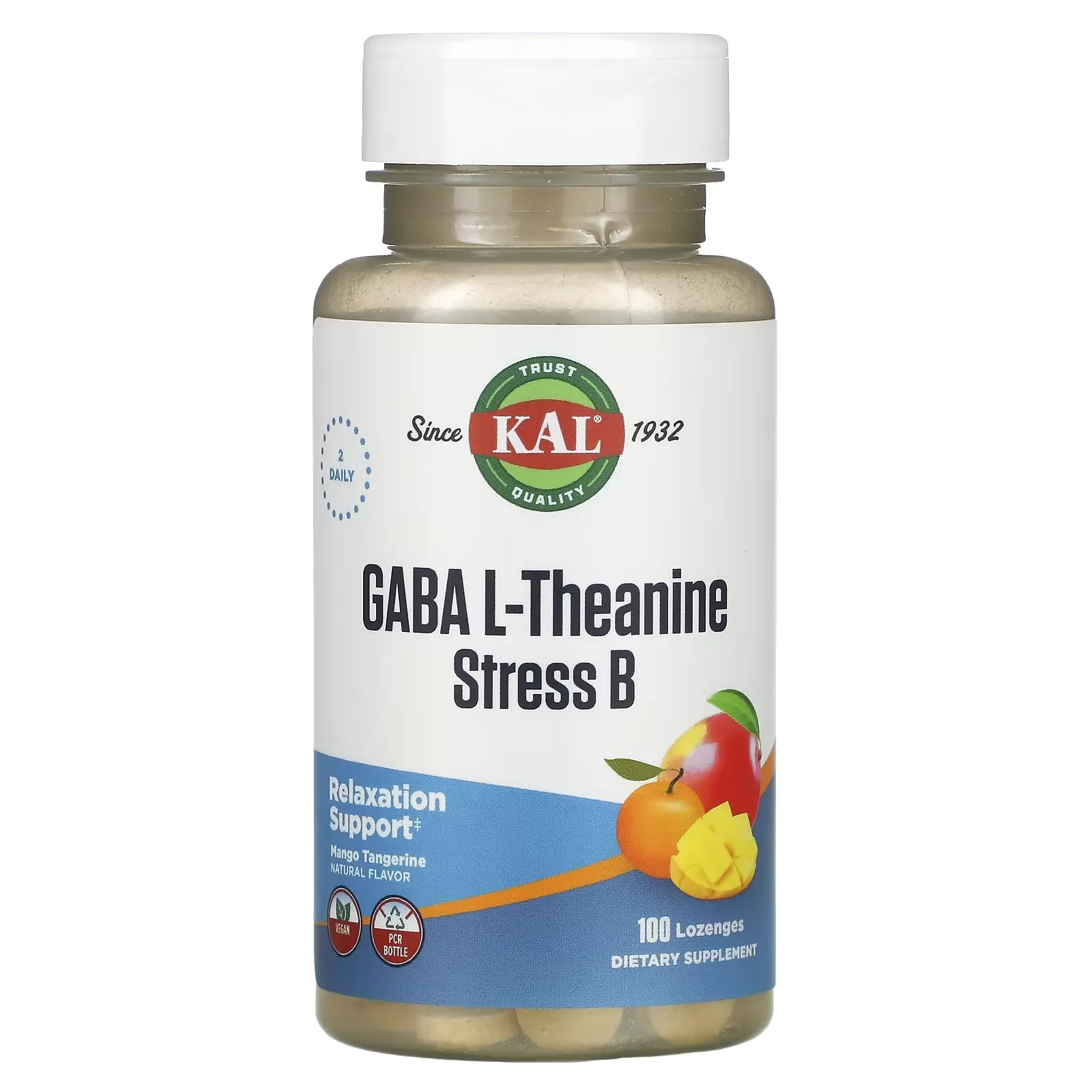 GABA L-Theanine Stress B, Mango Tangerine, 100 Lozenges