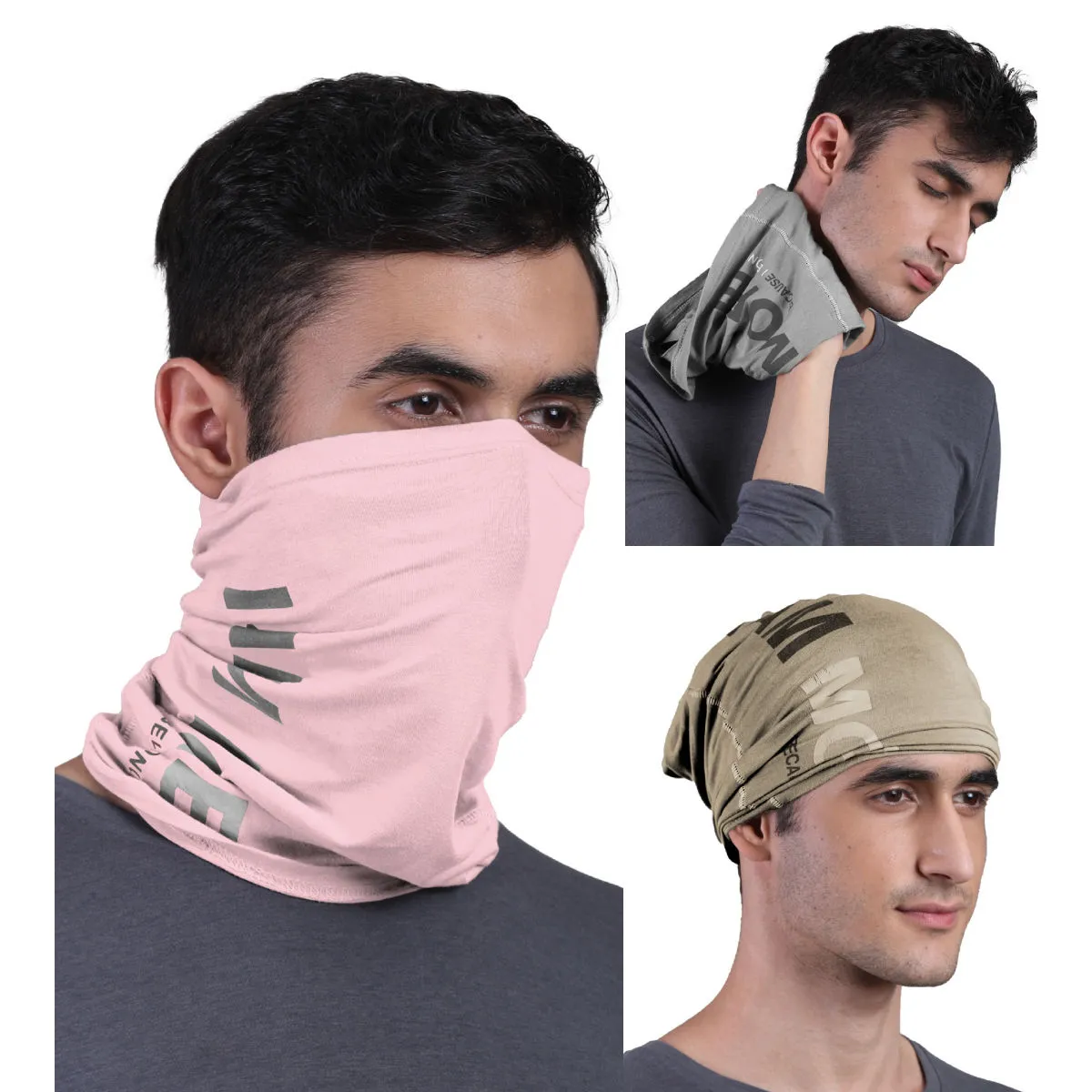 FREECULTR Unisex Printed Bamboo Bandana Anti Microbial Multipurpose Cloth Face Mask (pack Of 3)