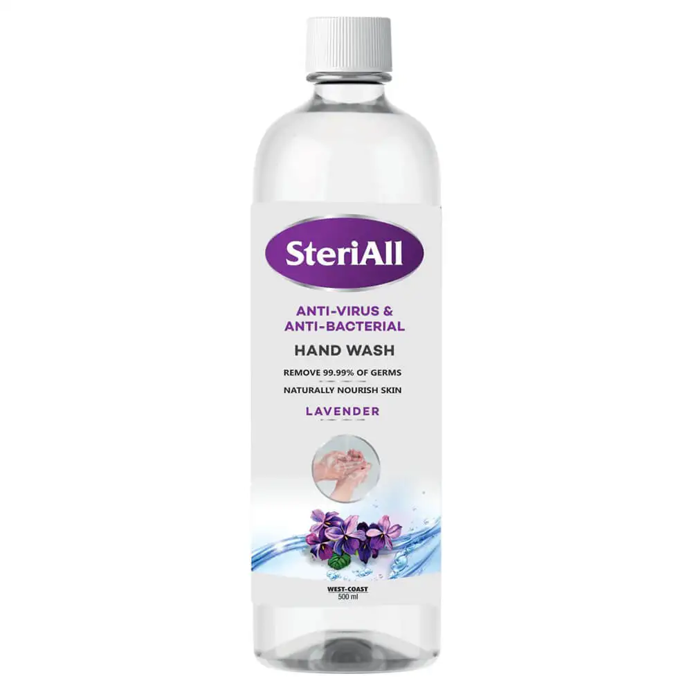 West Coast SteriAll Anti-Virus & Anti-Bacterial Hand Wash,  Lavender  500 ml  Remove 99.99% of Germs