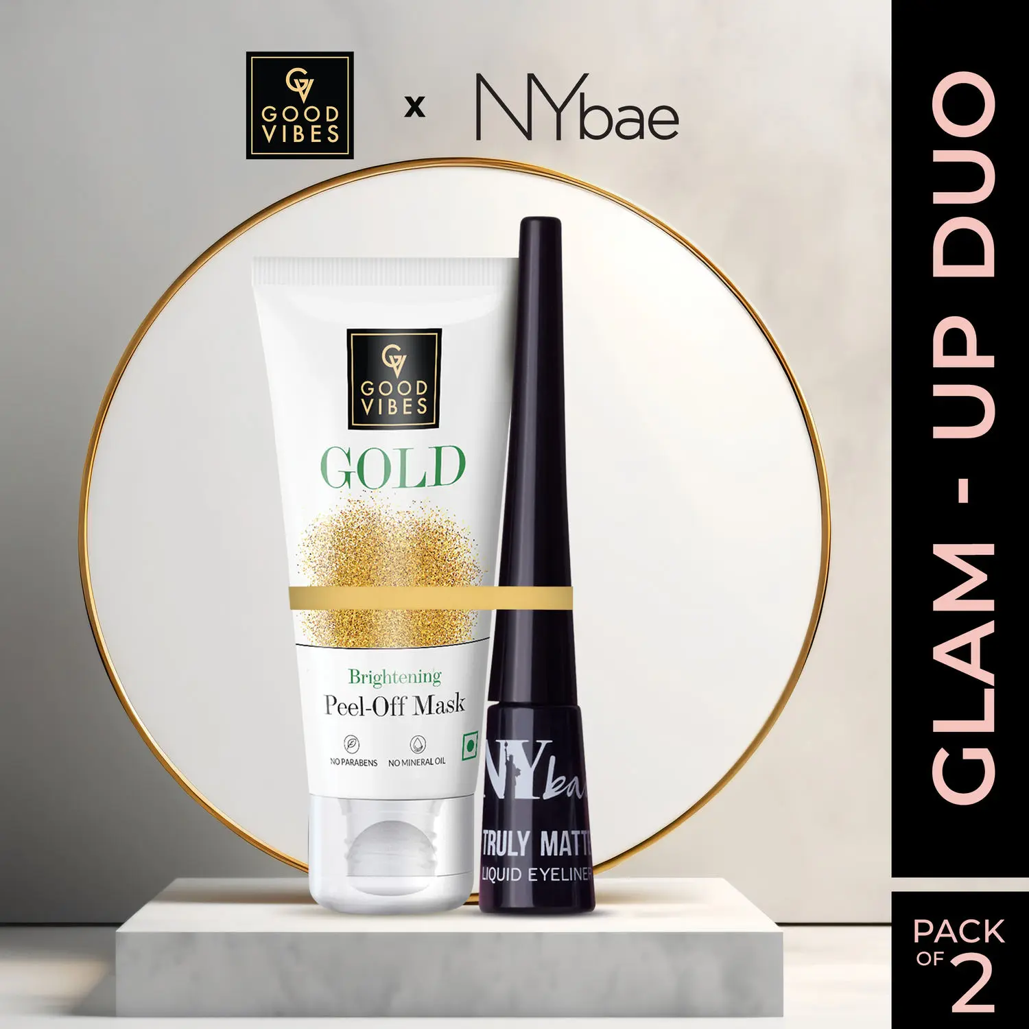   Good Vibes x NY Bae Complete The Look Duo By Purplle | Bestsellers | Liquid Eyeliner | Peel Off Mask | Combo.